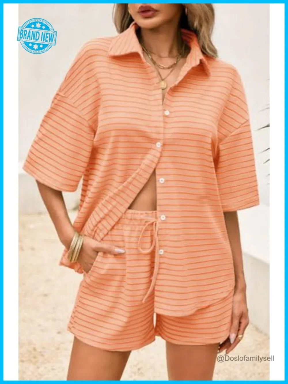 Waffle Knit Button Down Shirt and Shorts Pajama Lounge Set